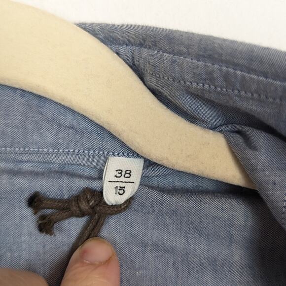 NWT Boglioli Solid Chambray Blue Casual Button Down Shirt - Picture 6 of 8